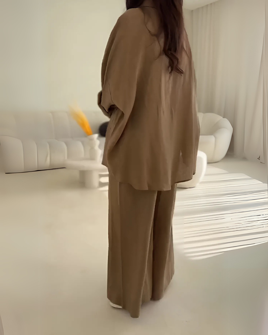 Noorvika - Women's Cotton-Rayon Co-Ord Set - Brown