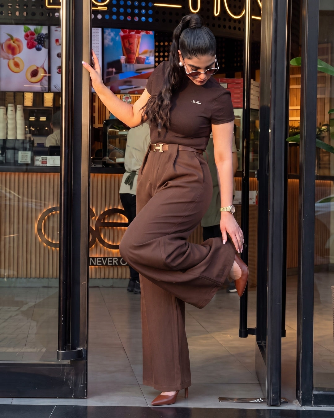 Rovia - Premium Brown Burgundy Office Wear Co-Ord Set