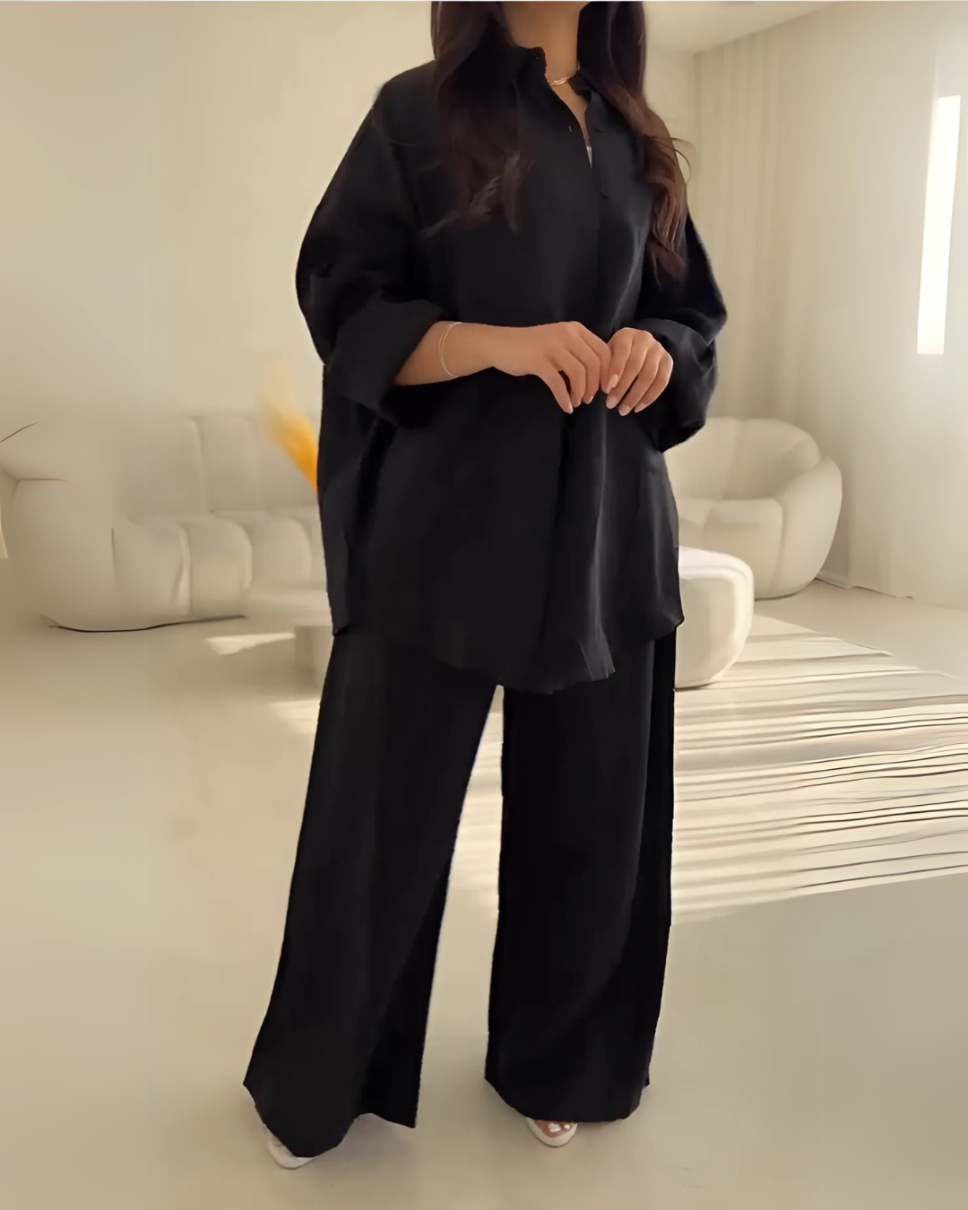 Noorvika - Women's Cotton-Rayon Co-Ord Set - Black