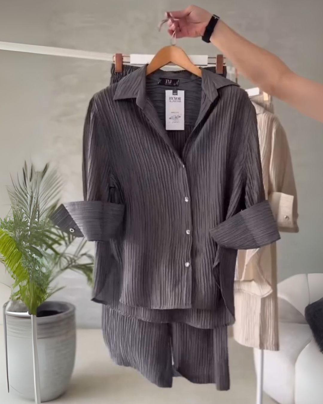 Crezzo Charcoal Grey Co-ord Set