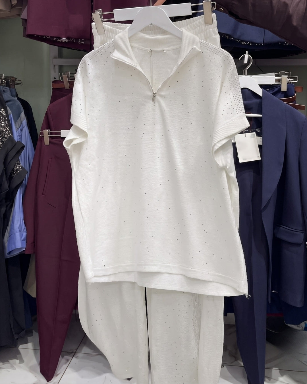 Arvella - Premium Rhinestone Polo Co-Ord Set