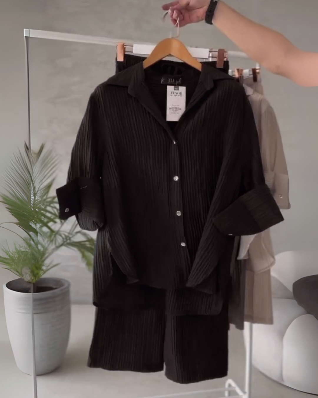 Crezzo Jet Black Co-ord Set