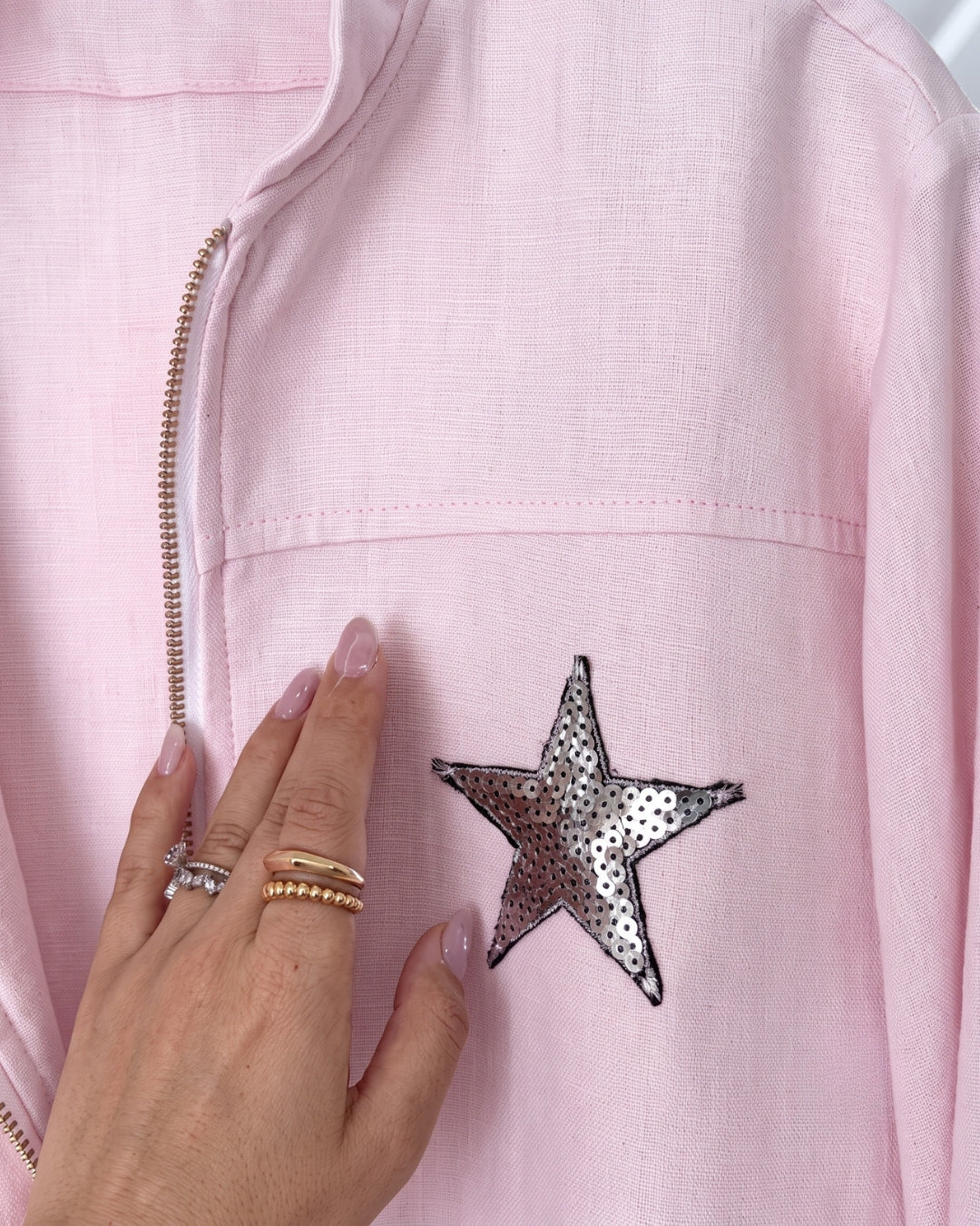Novia - Elegant Star Embellished Bomber Jacket