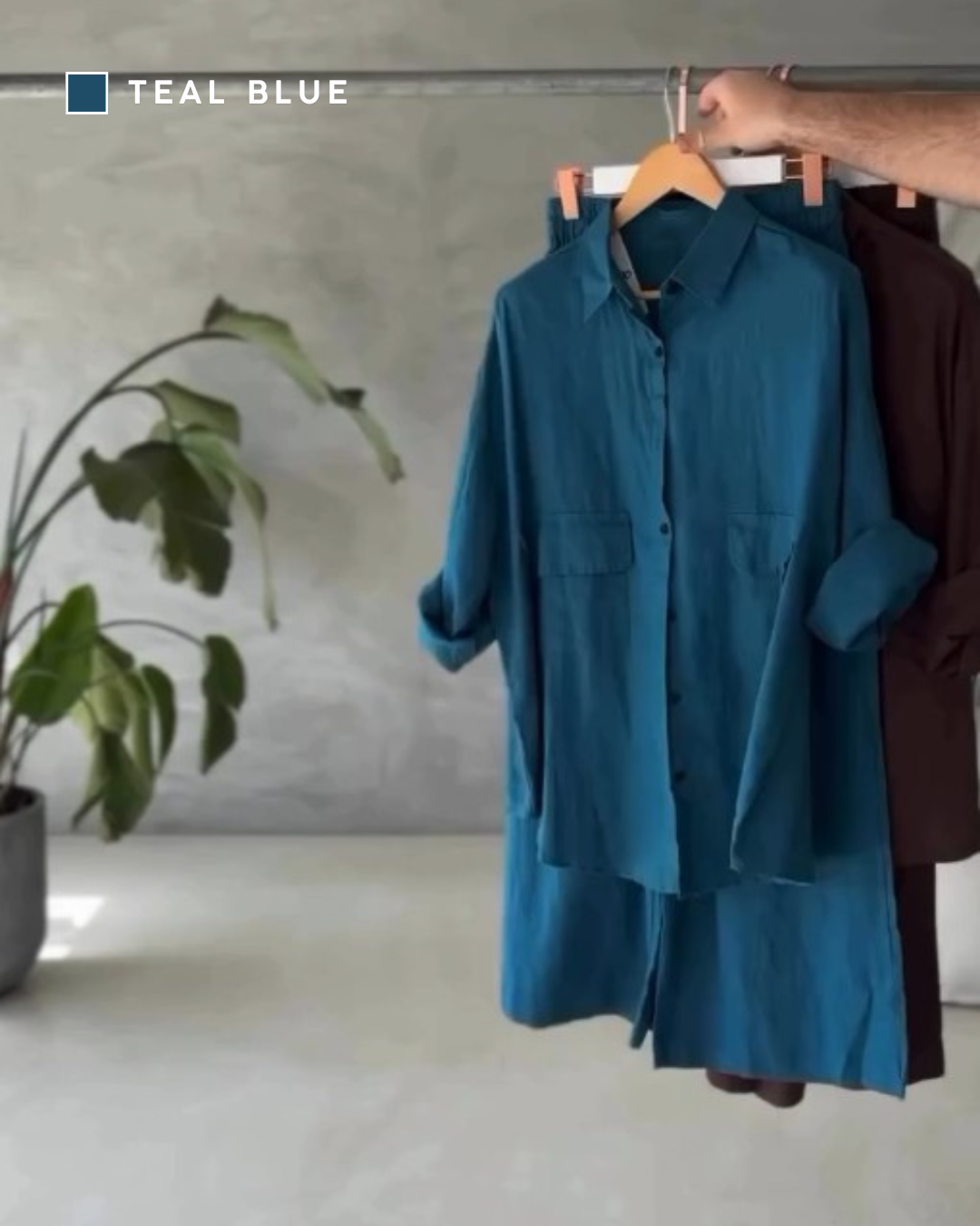 Noorvika - Women's Cotton-Rayon Co-Ord Set - Teal Blue