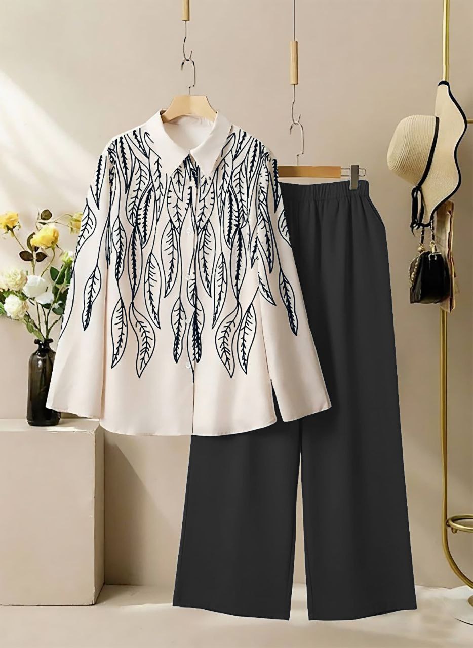 The Lyra Leaf Co-ord Set - Jet Black