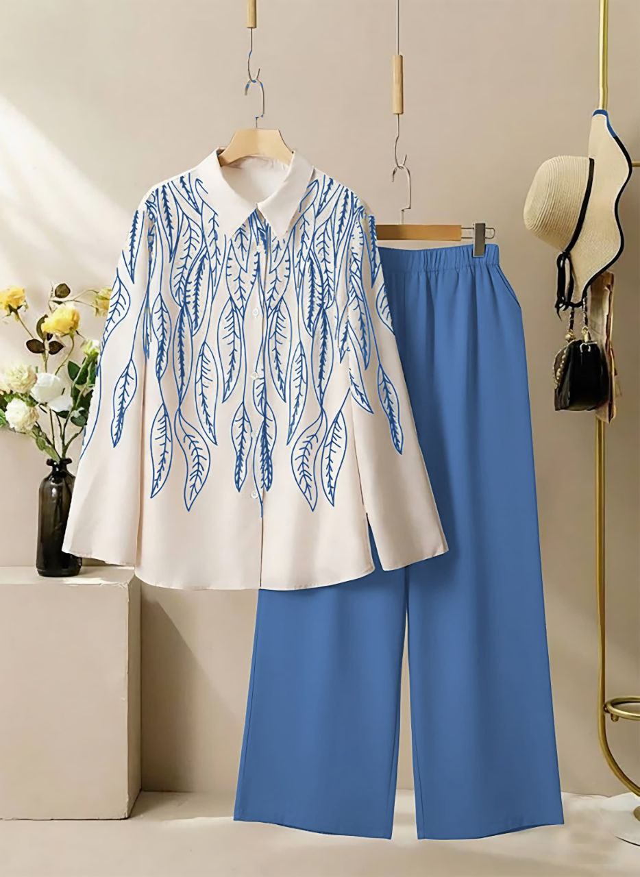The Lyra Leaf Co-ord Set - Sky Blue