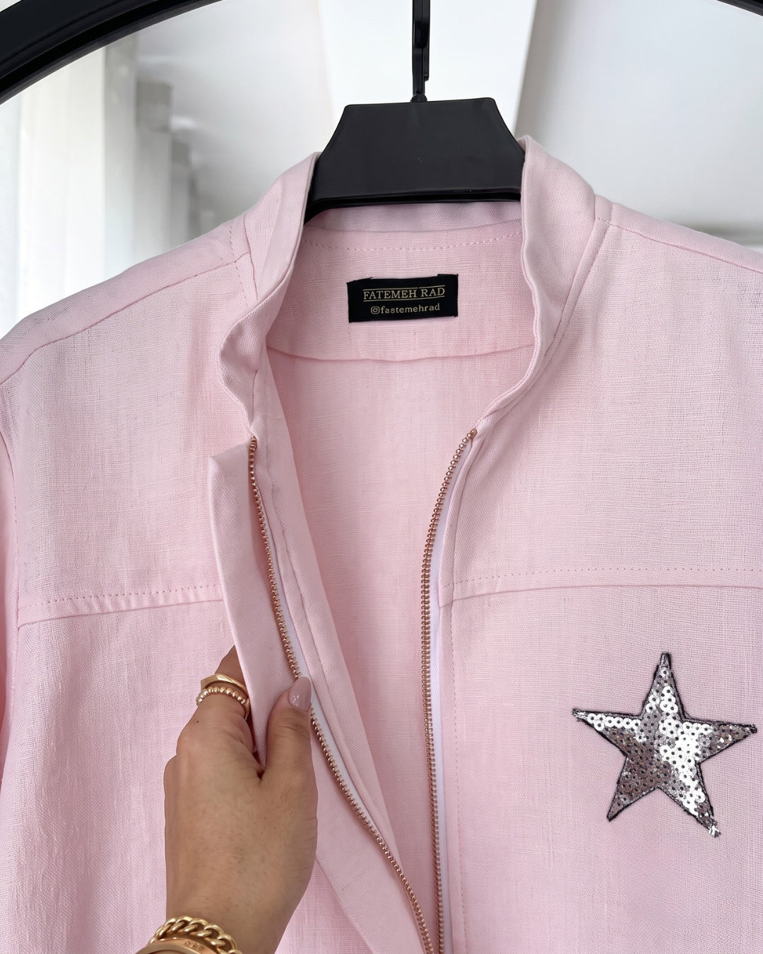Novia - Elegant Star Embellished Bomber Jacket