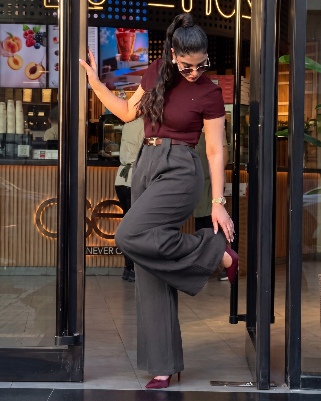 Rovia - Premium Red Burgundy Office Wear Co-Ord Set