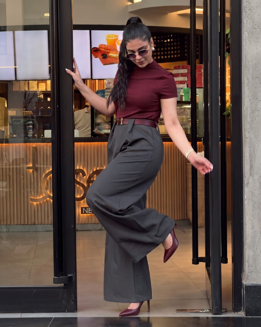 Rovia - Premium Red Burgundy Office Wear Co-Ord Set