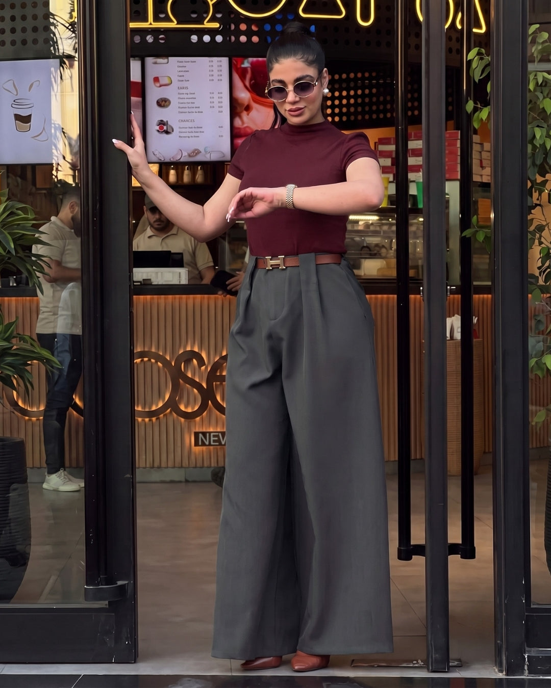 Rovia - Premium Red Burgundy Office Wear Co-Ord Set