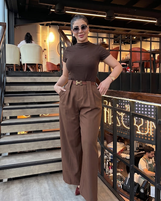 Rovia - Premium Brown Burgundy Office Wear Co-Ord Set