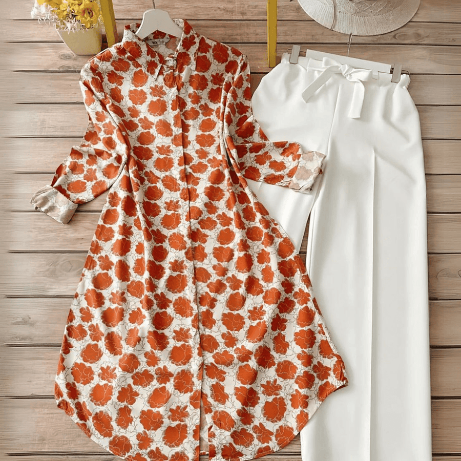 Floral Orange Longline