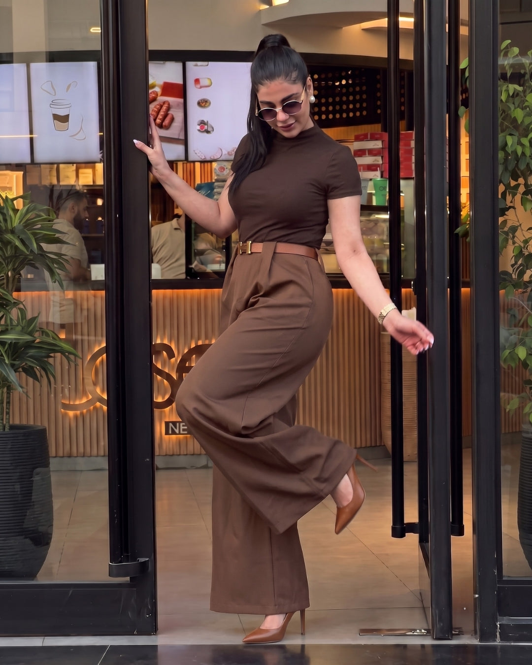 Rovia - Premium Brown Burgundy Office Wear Co-Ord Set