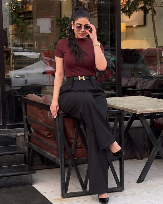 Rovia - Premium Dark Red Burgundy Office Wear Co-Ord Set