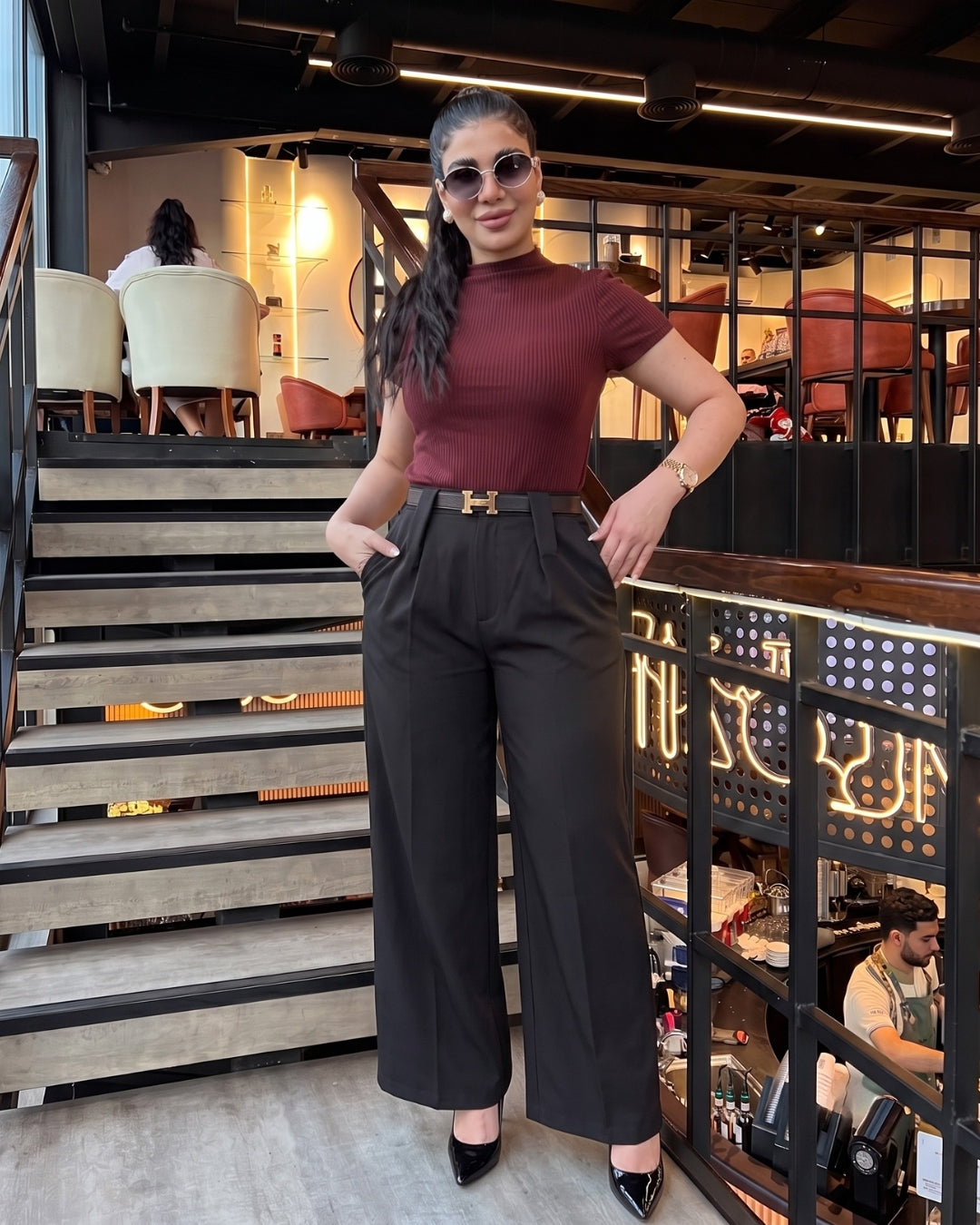 Rovia - Premium Dark Red Burgundy Office Wear Co-Ord Set