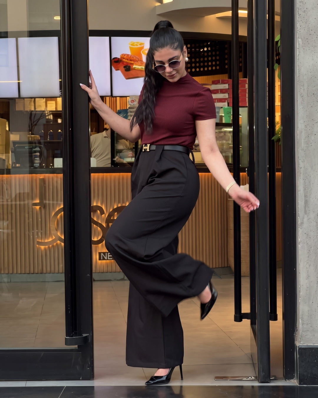 Rovia - Premium Dark Red Burgundy Office Wear Co-Ord Set