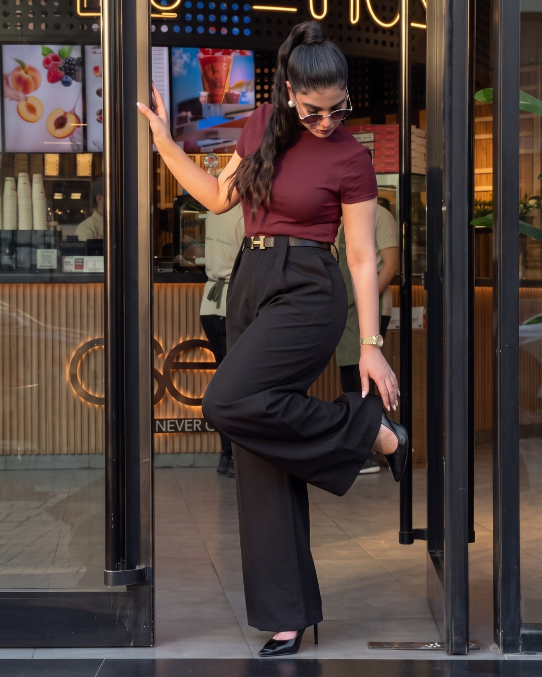 Rovia - Premium Dark Red Burgundy Office Wear Co-Ord Set