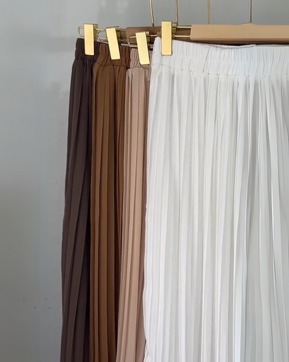 Elysia Luxe Pleated Midi Skirt – Lime Dew