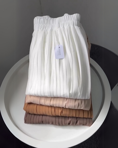 Elysia Luxe Pleated Midi Skirt – Light Peach