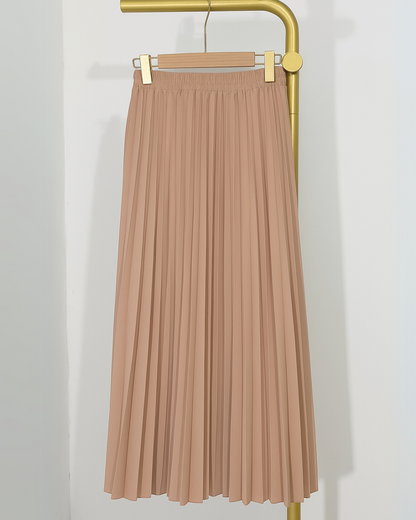 Elysia Luxe Pleated Midi Skirt – Light Peach