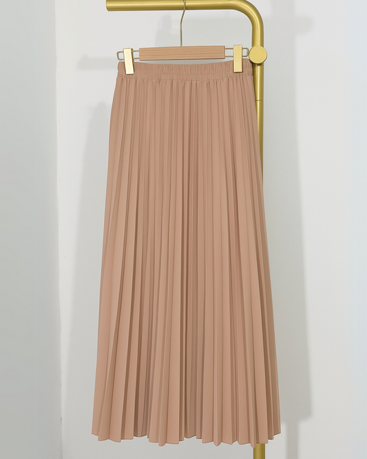 Elysia Luxe Pleated Midi Skirt – Light Peach