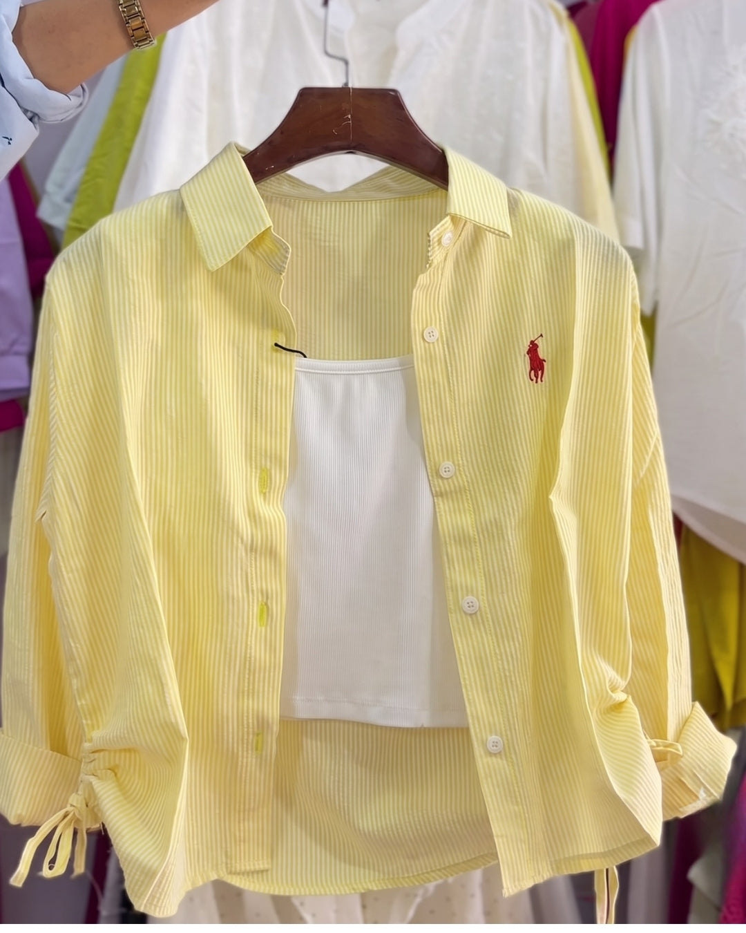 Seraya - Premium Pinstripe Yellow Cotton Shirt