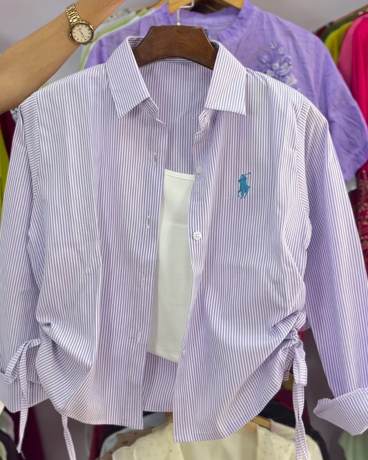Seraya - Premium Pinstripe Lavender Cotton Shirt