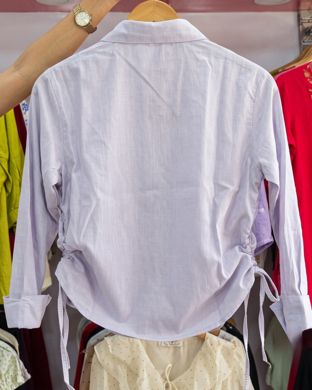 Seraya - Premium Pinstripe Lavender Cotton Shirt