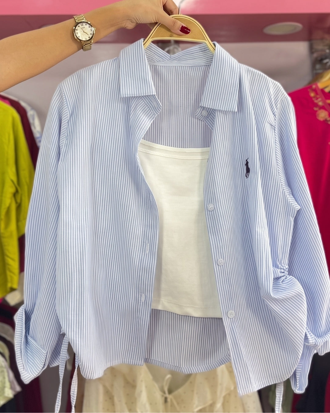 Seraya - Premium Pinstripe Blue Cotton Shirt