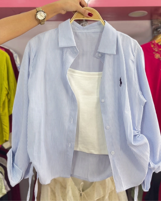 Seraya - Premium Pinstripe Blue Cotton Shirt