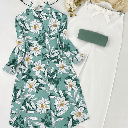 Floral Green Longline