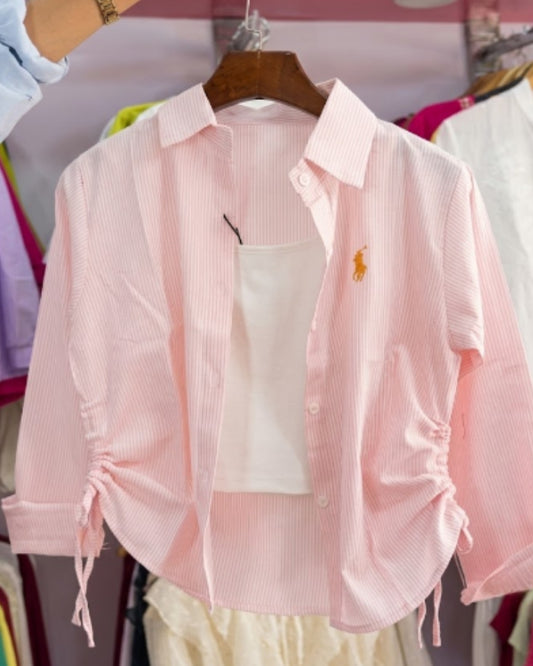 Seraya - Premium Pinstripe Pink Cotton Shirt