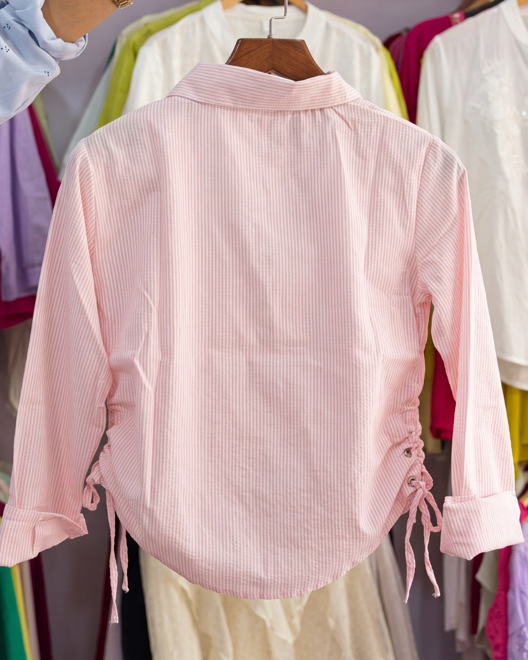 Seraya - Premium Pinstripe Pink Cotton Shirt