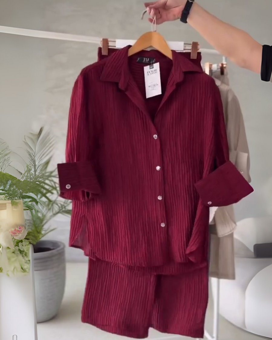 Crezzo Wine Red Co-ord Set