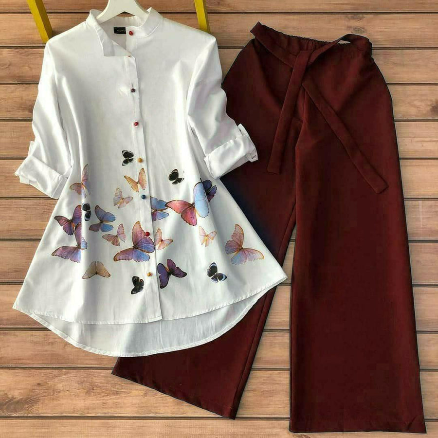 Butterflies Maroon Reyon