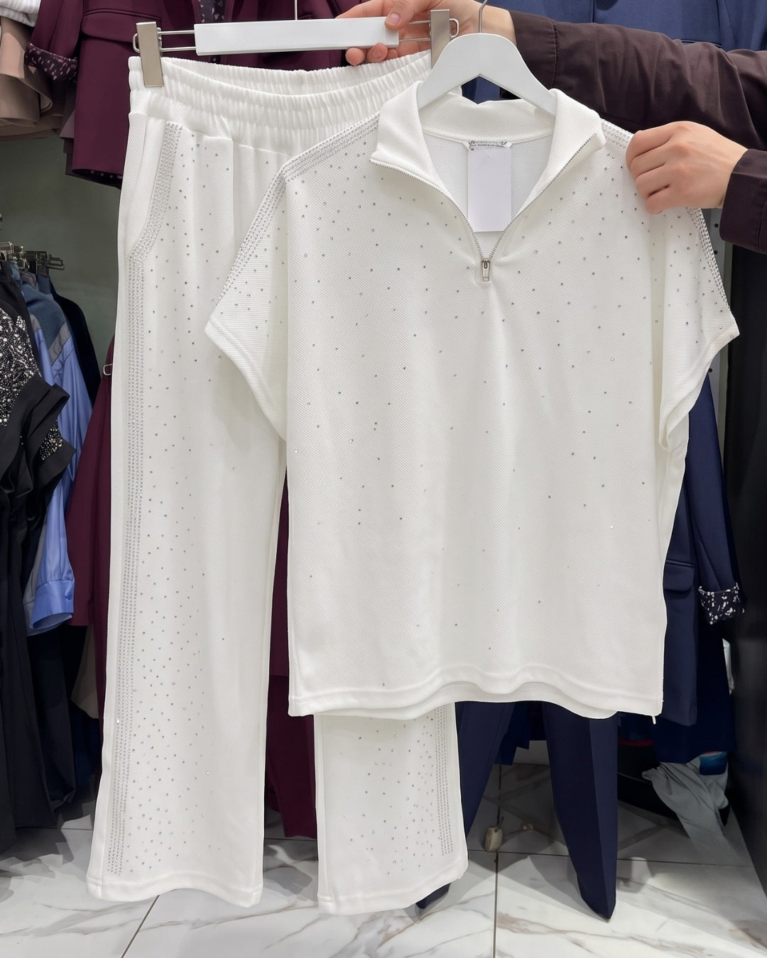 Arvella - Premium Rhinestone Polo Co-Ord Set