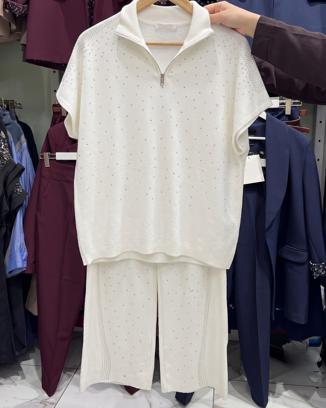 Arvella - Premium Rhinestone Polo Co-Ord Set