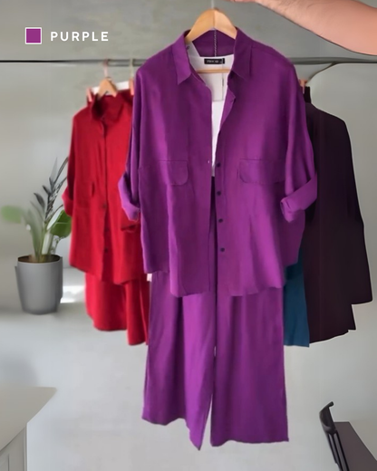 Noorvika - Women's  Cotton-Rayon Co-Ord Set - Purple