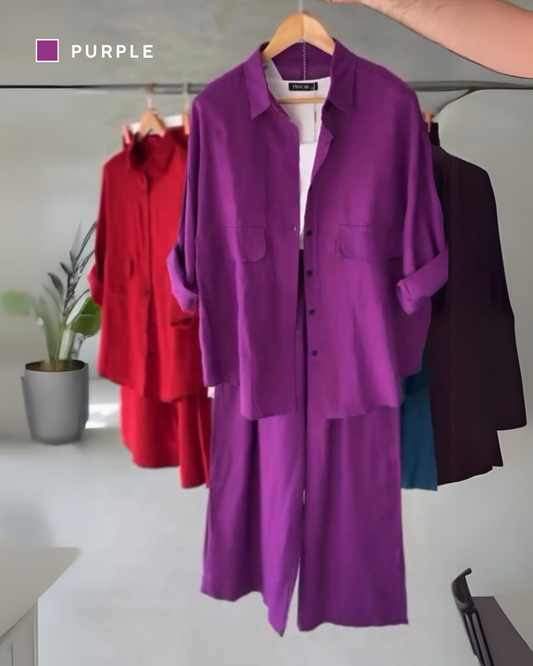 Noorvika - Women's  Cotton-Rayon Co-Ord Set - Purple