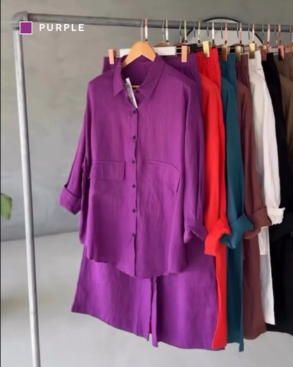 Noorvika - Women's  Cotton-Rayon Co-Ord Set - Purple